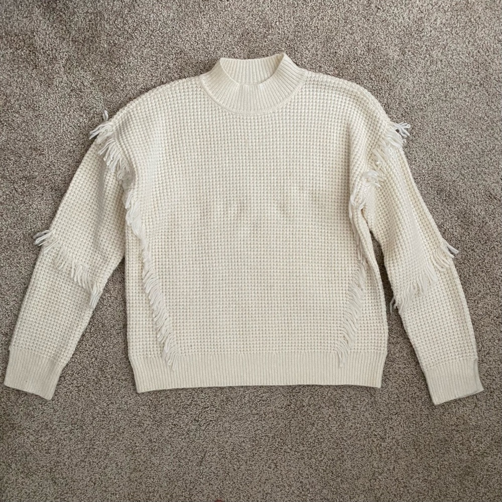 Waffle Knit Fringe Sweater